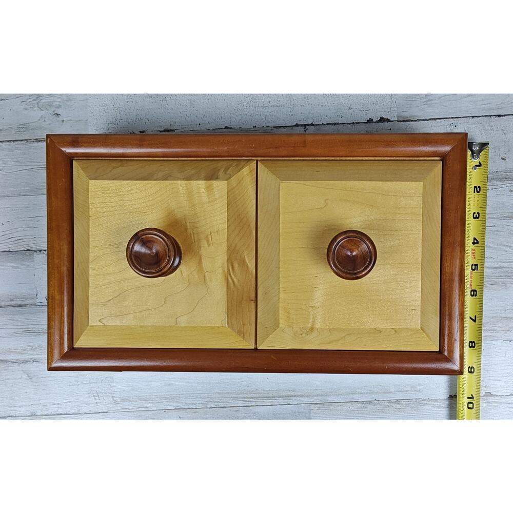 Dual Compartment Lidded Wooden Trinket/Countertop Box Post-Mid-Century-Modern - Picture 6 of 8